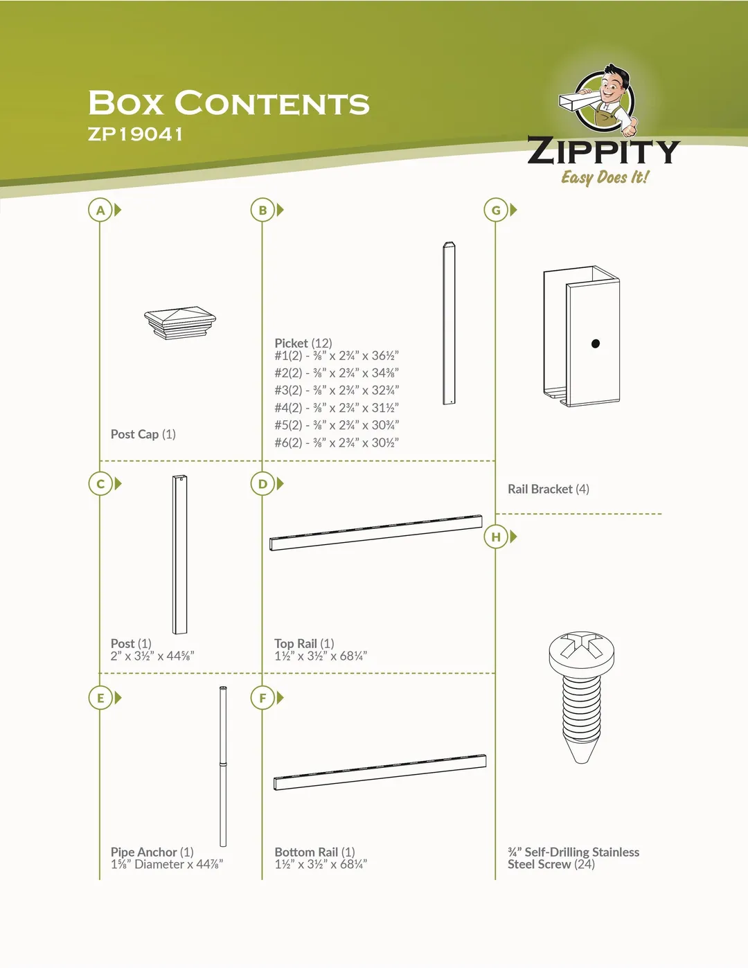 Zippity Outdoor Products All American 3.5-ft H x 6-ft W White Privacy Vinyl Scallop Fence Panel (Unassembled), photo 7 of 8