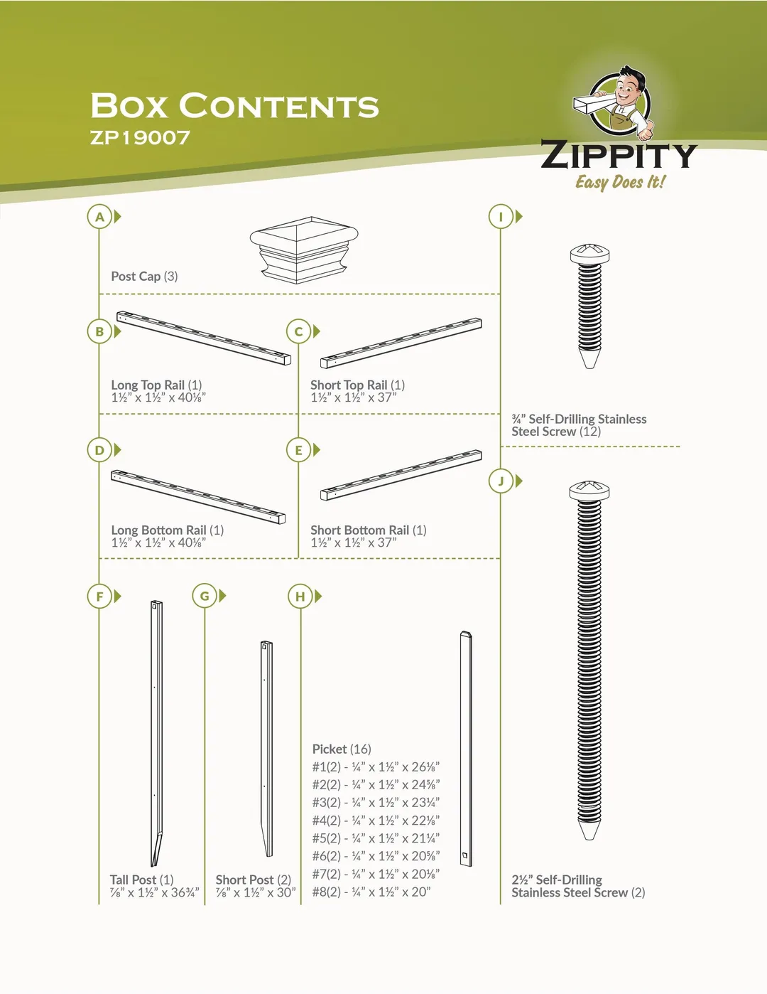 Zippity Outdoor Products Ashley 2 Panels 2.5-ft H x 3-ft W White Vinyl Scallop Fence Panel (Unassembled), photo 6 of 7