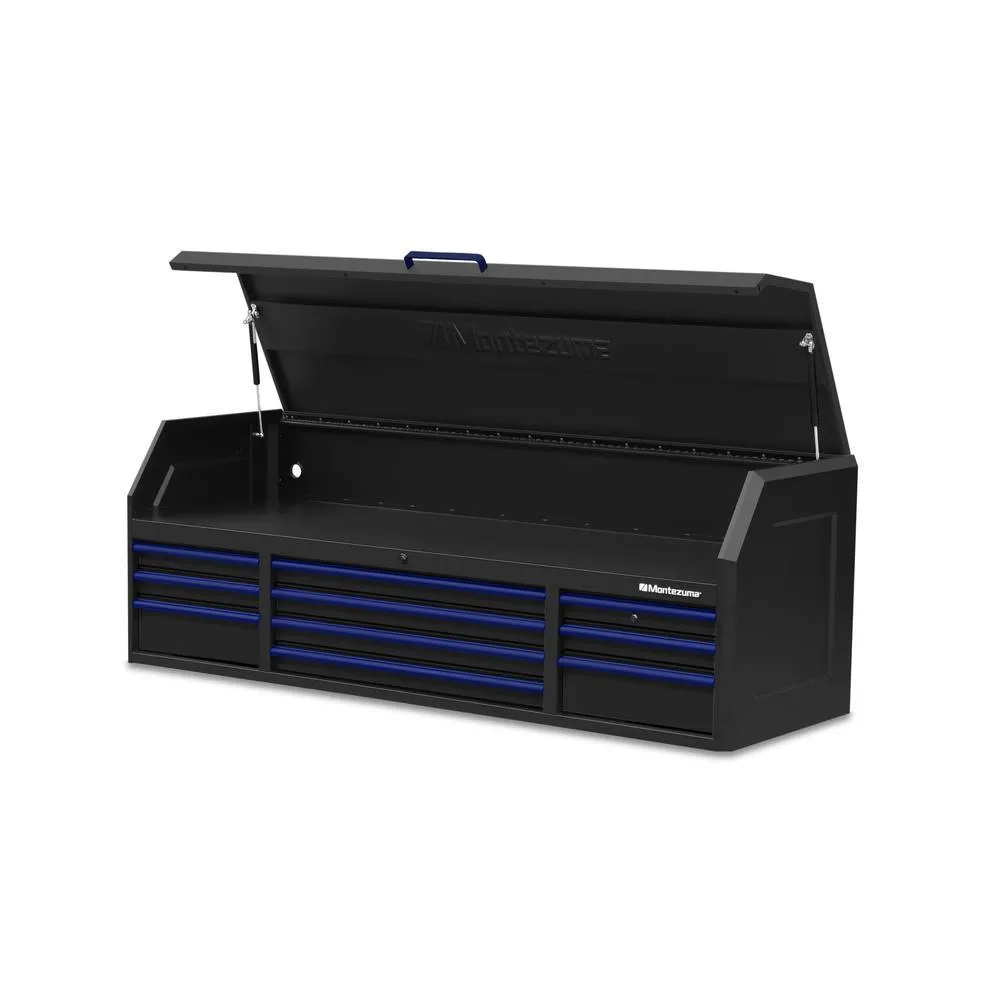 24 in. x 72 in. 26-Drawer Tool Chest and Cabinet Combo with Power and USB Outlets in Black and Blue, photo 7 of 15