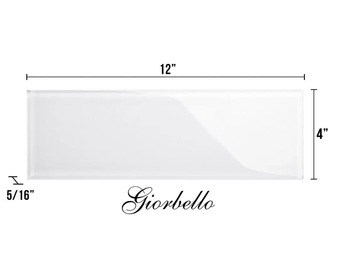 Giorbello (Sample) 4x12 Glass Subway Tiles Bright White 4-in x 12-in Glossy Glass Brick Subway Wall Tile, photo 5 of 5