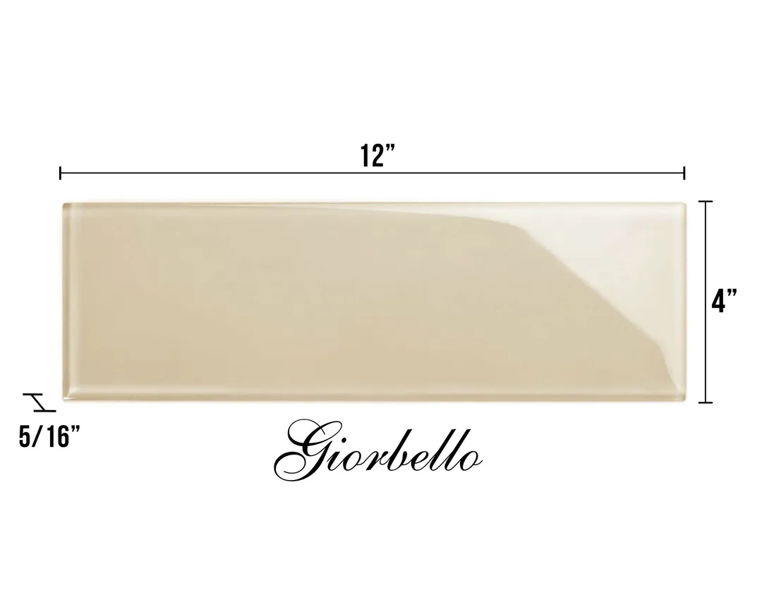 Giorbello (Sample) 4x12 glass subway tiles Light Taupe 4-in x 12-in Glossy Glass Brick Subway Wall Tile, photo 5 of 5
