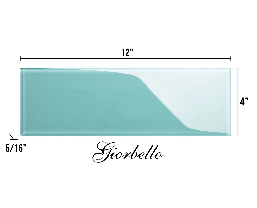 Giorbello (Sample) 4x12 glass subway tiles Teal 4-in x 12-in Glossy Glass Brick Subway Wall Tile, photo 5 of 5