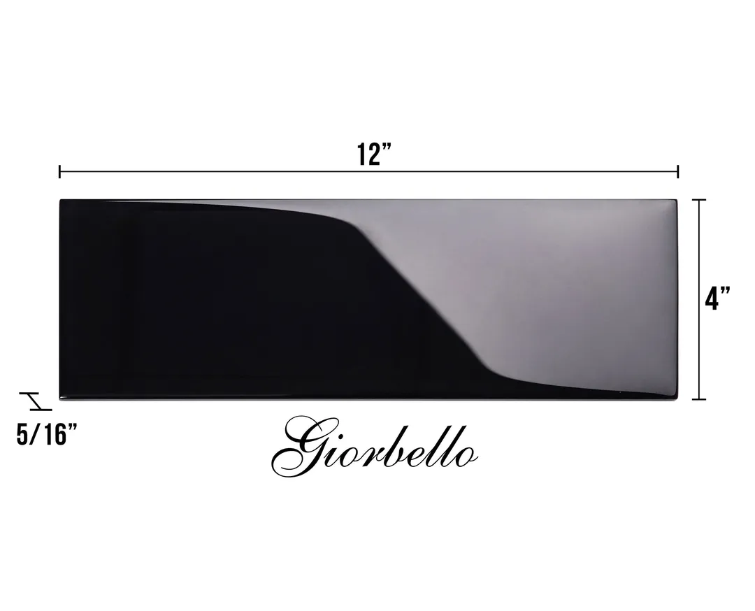 Giorbello (Sample) 4x12 glass subway tiles Black 4-in x 12-in Glossy Glass Brick Subway Wall Tile, photo 5 of 6