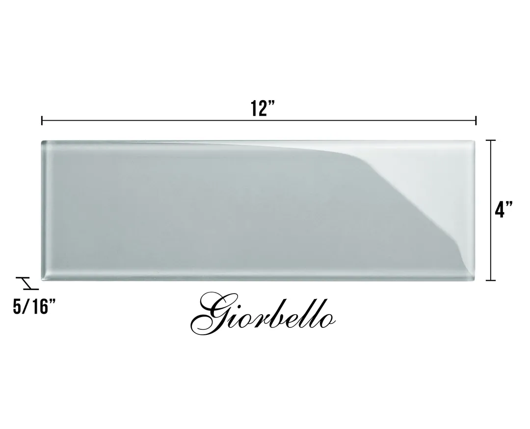 Giorbello Classic Premium True Gray 4-in x 12-in Glossy Glass Subway Wall Tile (5-sq. ft/ Carton), photo 7 of 7