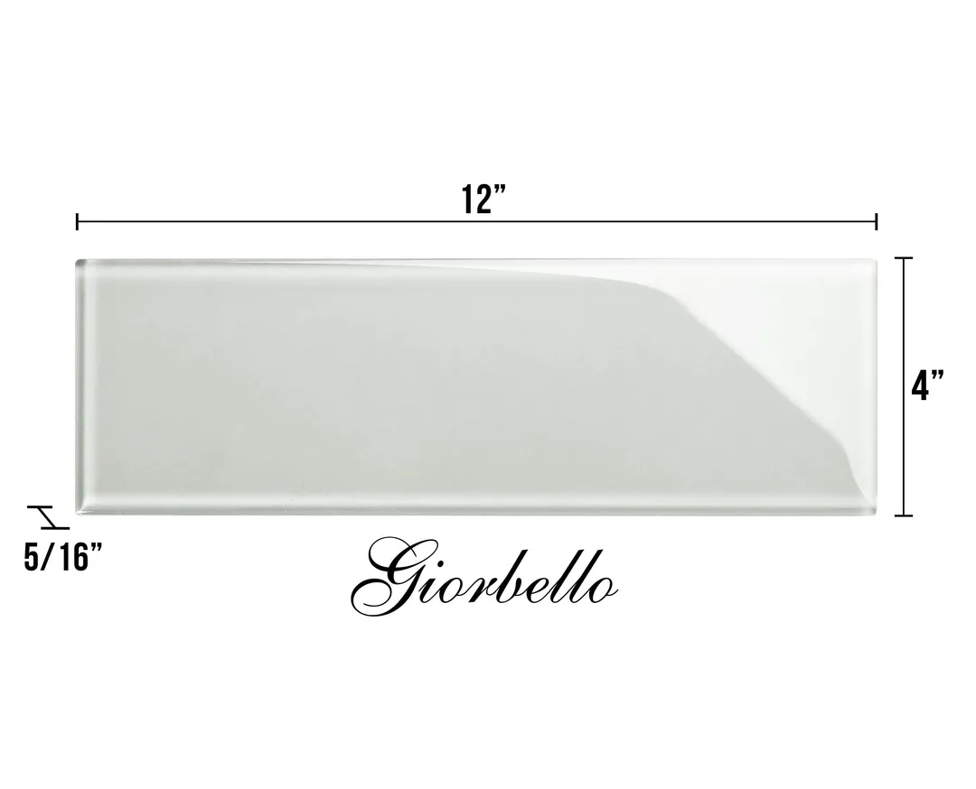 Giorbello (Sample) 4x12 glass subway tiles Light Gray 4-in x 12-in Glossy Glass Brick Subway Wall Tile, photo 5 of 5