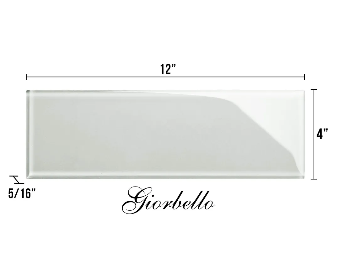 Giorbello Classic Premium Light Gray 4-in x 12-in Glossy Glass Subway Wall Tile (5-sq. ft/ Carton), photo 7 of 7