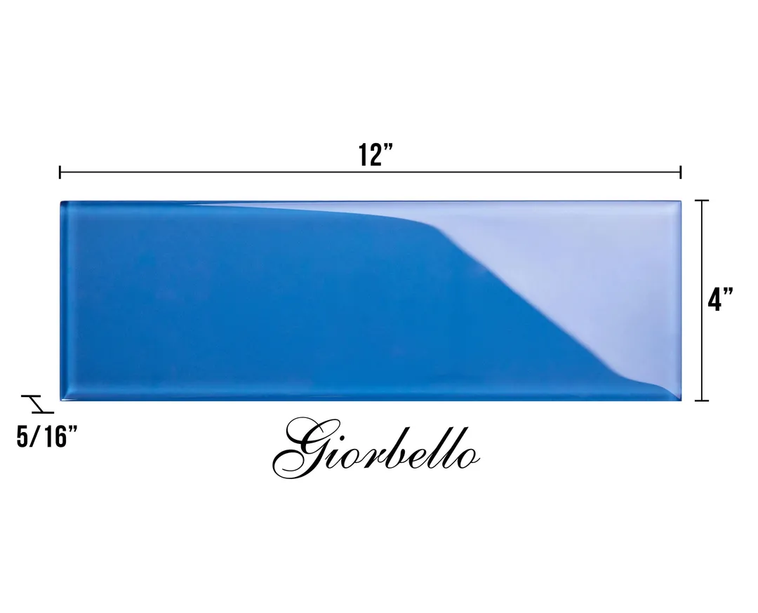 Giorbello (Sample) 4x12 Glass Subway Tiles Cobalt Blue 4-in x 12-in Glossy Glass Brick Subway Wall Tile, photo 6 of 6