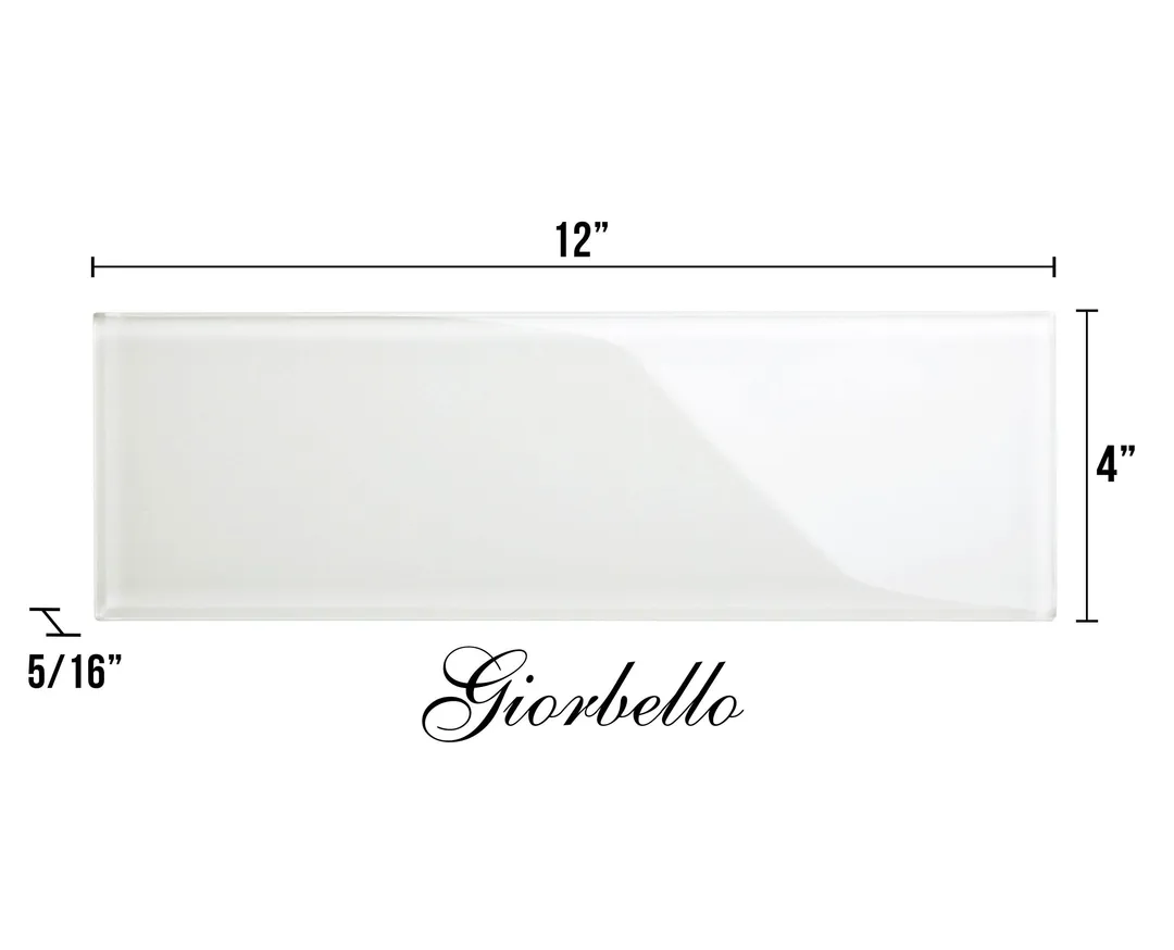 Giorbello Classic Premium Alabaster White 4-in x 12-in Glossy Glass Subway Wall Tile (5-sq. ft/ Carton), photo 7 of 7