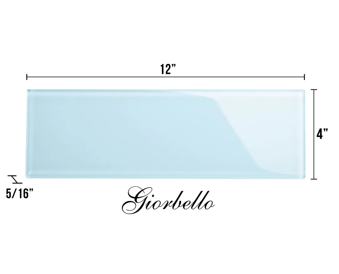 Giorbello (Sample) 4x12 glass subway tiles Morning Sky Blue 4-in x 12-in Glossy Glass Brick Subway Wall Tile, photo 6 of 6