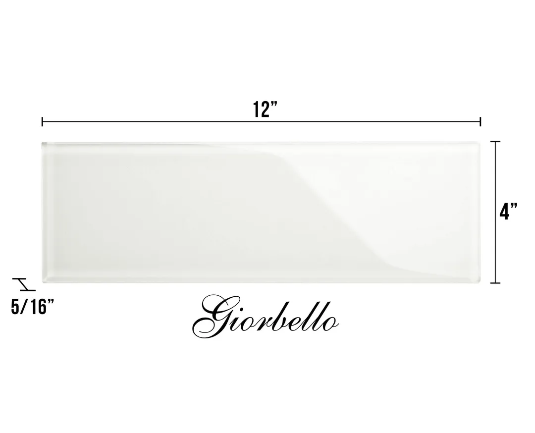 Giorbello (Sample) 4x12 glass subway tiles Agreeable Gray 4-in x 12-in Glossy Glass Brick Subway Wall Tile, photo 6 of 6