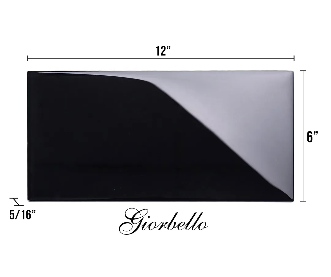 Giorbello (Sample) 6x12 Glass Subway Tiles Black 6-in x 12-in Glossy Glass Brick Subway Wall Tile, photo 5 of 5