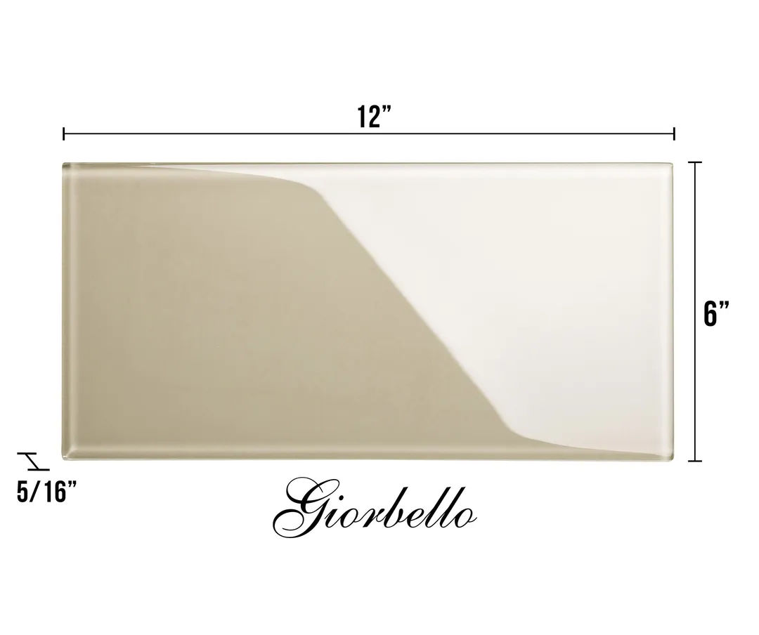 Giorbello (Sample) 6x12 Glass Subway Tiles Light Taupe 6-in x 12-in Glossy Glass Brick Subway Wall Tile, photo 5 of 5
