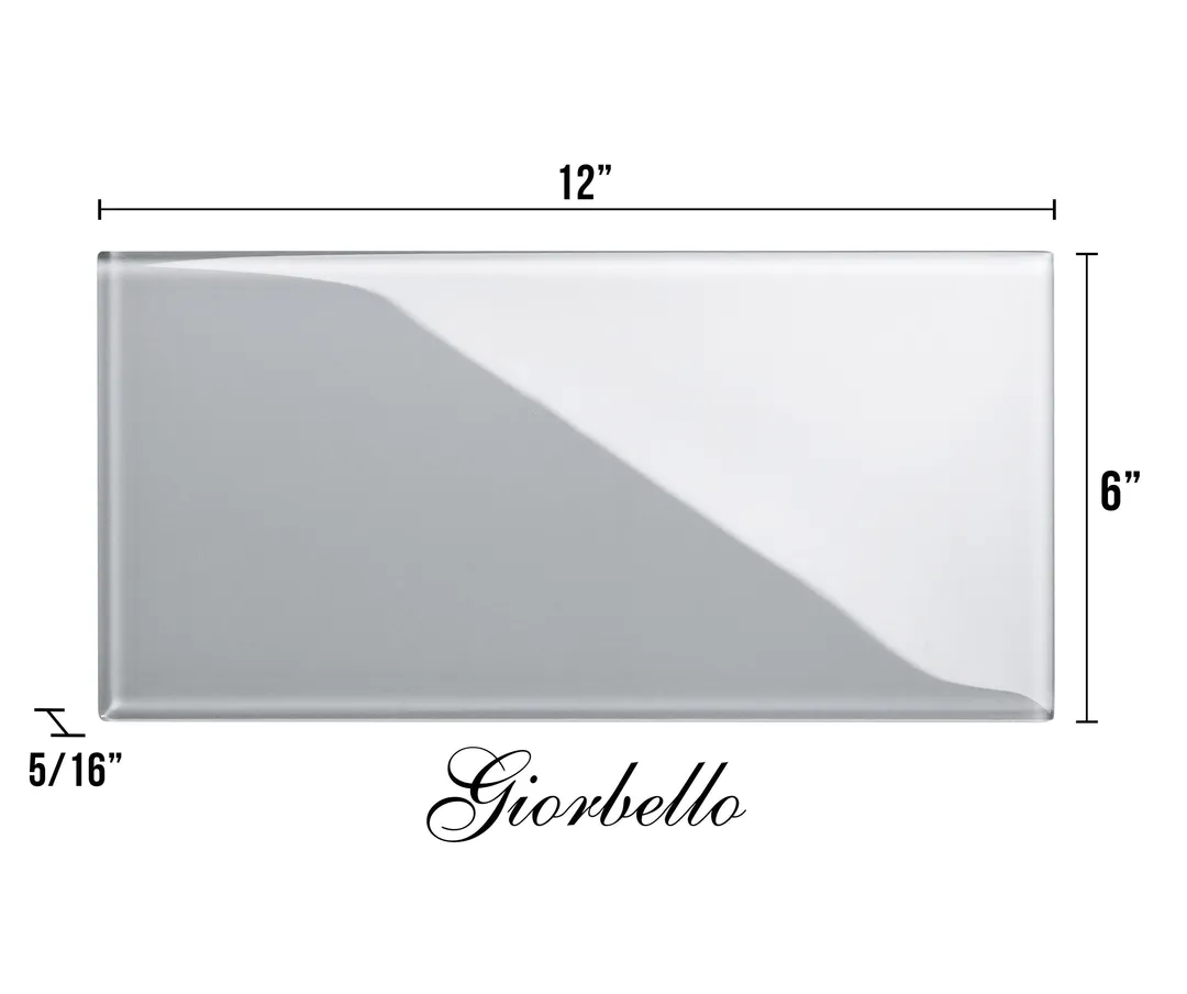 Giorbello (Sample) 6x12 glass subway tiles True Gray 6-in x 12-in Glossy Glass Brick Subway Wall Tile, photo 6 of 6