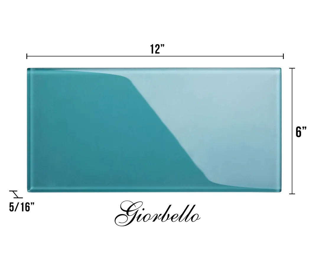 Giorbello (Sample) 6x12 Glass Subway Tiles Dark Teal 6-in x 12-in Glossy Glass Brick Subway Wall Tile, photo 6 of 6