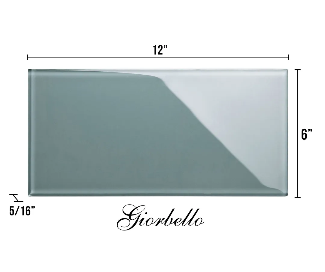 Giorbello (Sample) 6x12 glass subway tiles Slate 6-in x 12-in Glossy Glass Brick Subway Wall Tile, photo 5 of 5