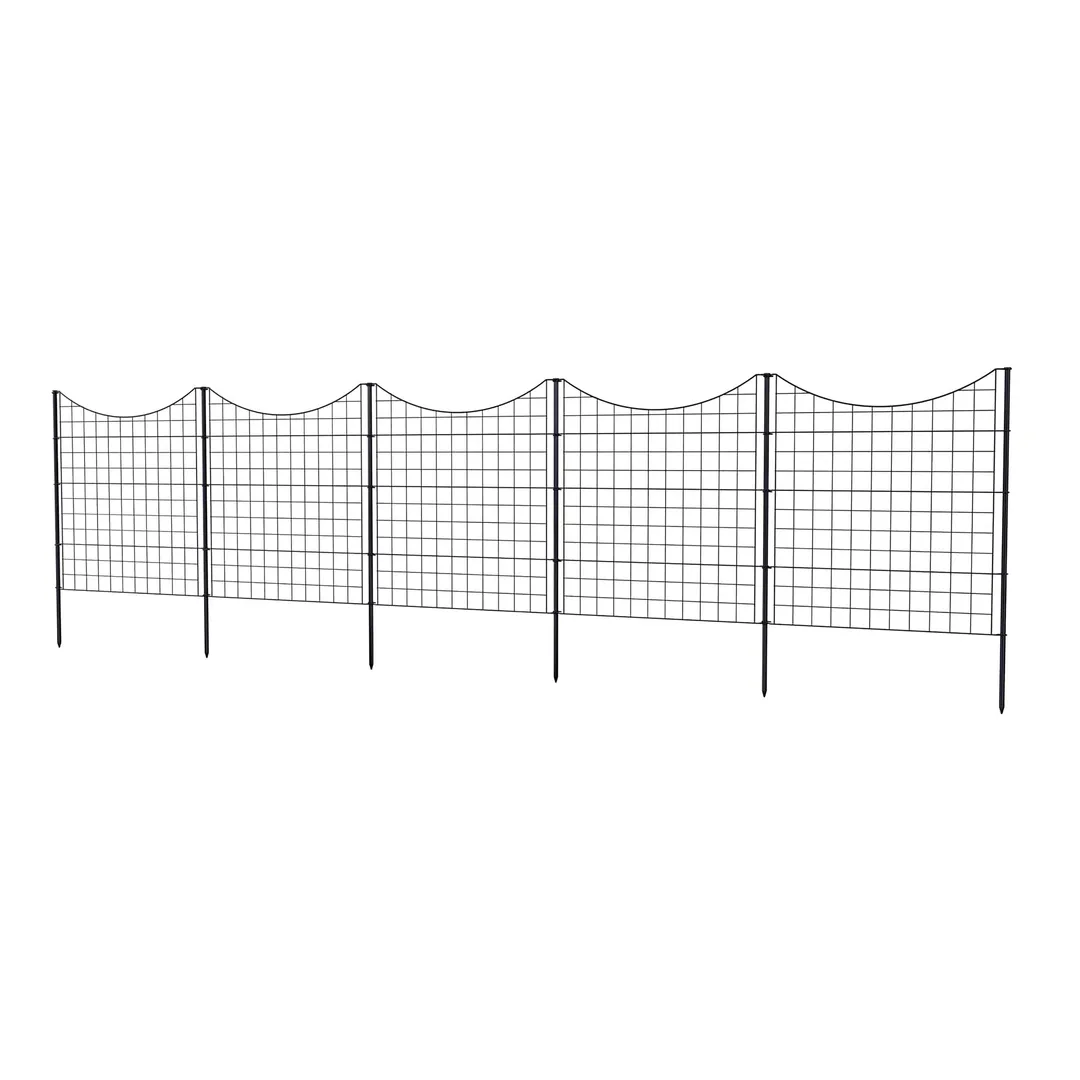 Zippity Outdoor Products 5 Panels 3-ft H x 3-ft W Black Galvanized Iron Scallop No Dig Garden Fence Panel, photo 2 of 8
