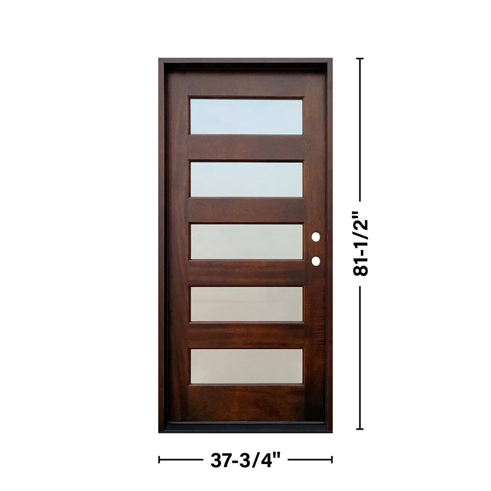 Greatview Doors 36-in x 80-in Mahogany Stained Prehung Front Door with Frosted Glass, photo 3 of 6