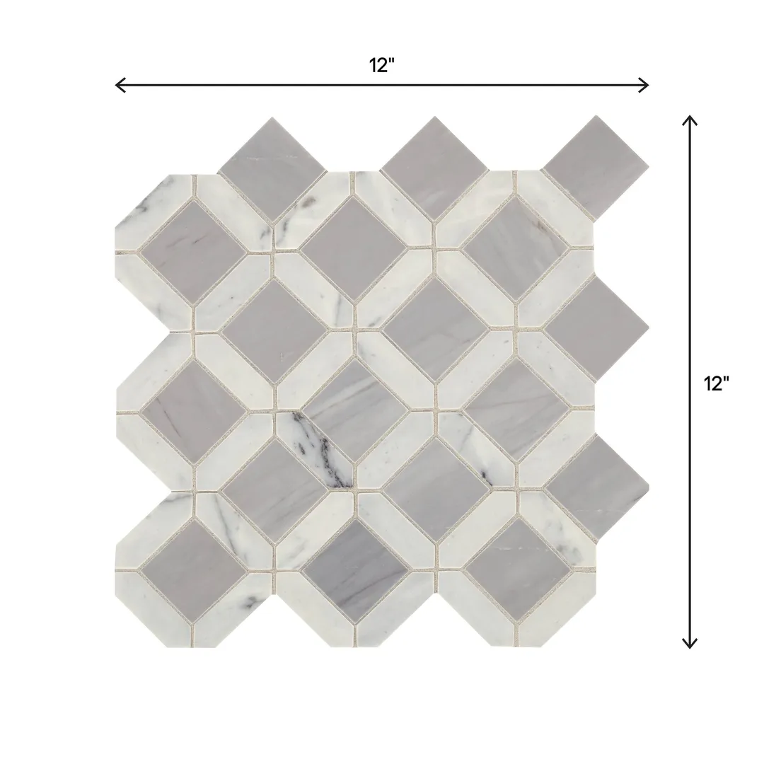 American Olean Genuine Stone White and Gray 12-in x 12-in Glazed Natural Marble Mosaic Floor and Wall Tile (1.08-sq ft), photo 5 of 8