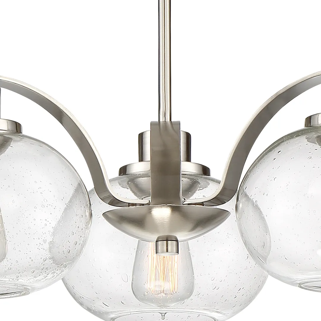 Quoizel Trilogy 3-Light Brushed Nickel Chandelier with Clear Seeded Glass, photo 6 of 7