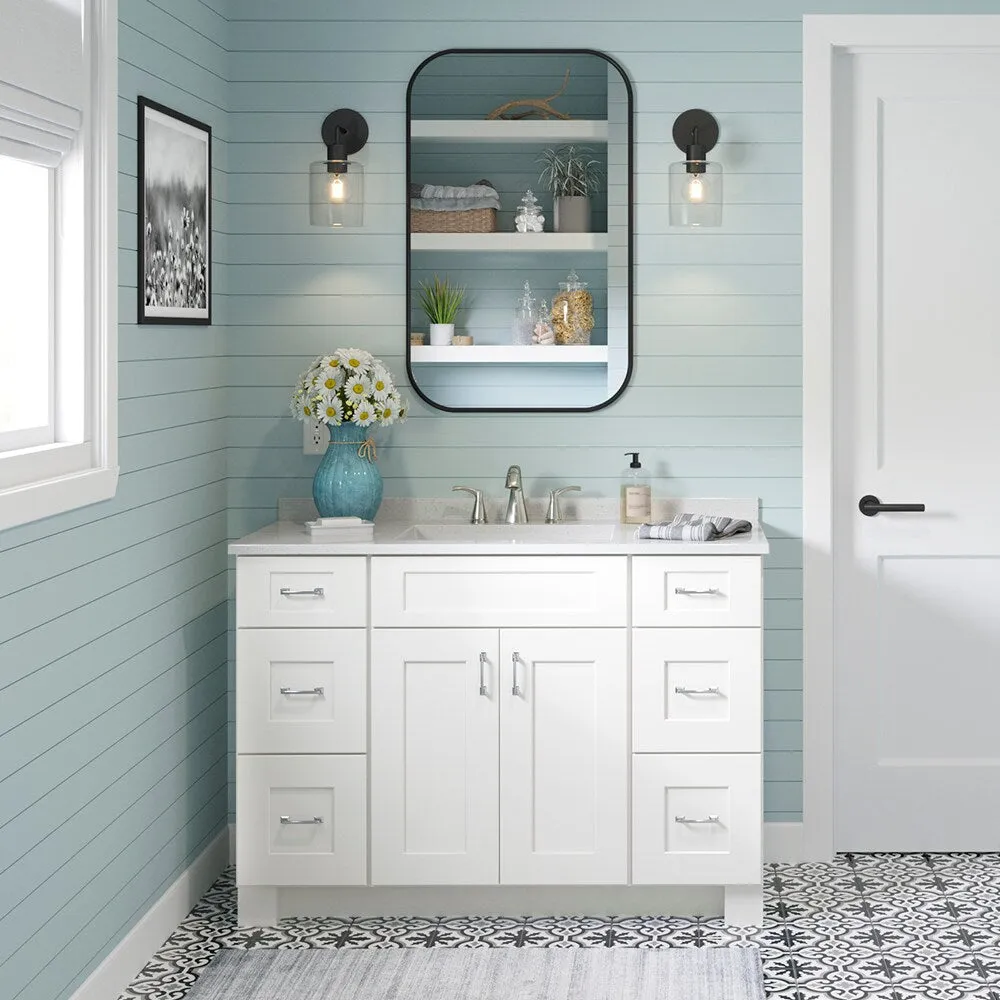 allen + roth Aveley 30-in W x 12.125-in H x 24-in D Linen Wall Fully Assembled Cabinet (Flat Panel Shaker Door Style), photo 10 of 18