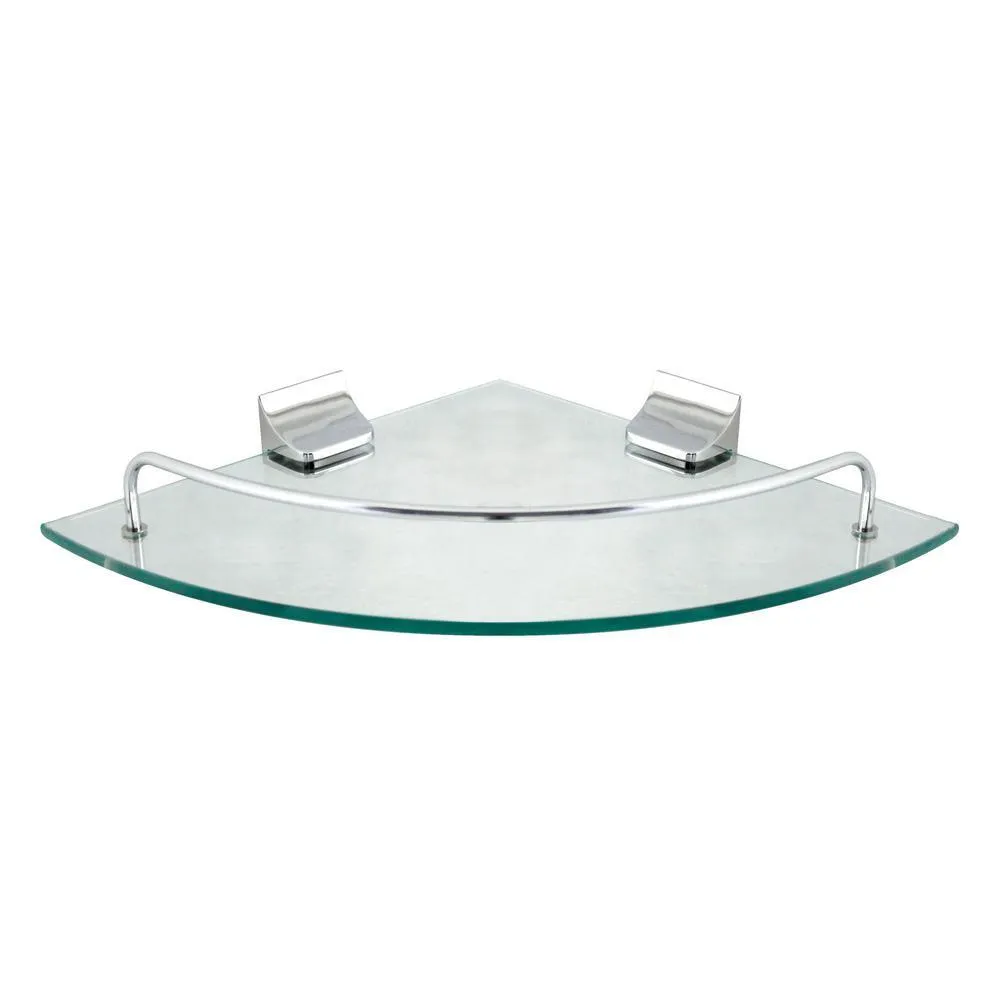 MODONA 9.5 in. x 9.5 in. Glass Corner Shelf with Pre-Installed Rails in Rubbed Bronze, photo 6 of 7