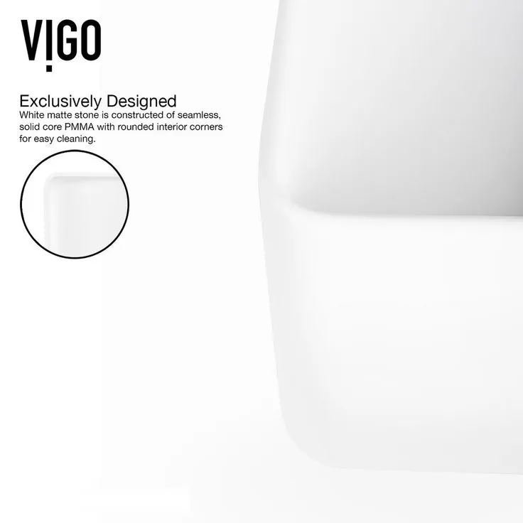 VIGO Amaryllis Matte Stone Vessel Bathroom Sink in White with Niko Faucet in Matte Gold, photo 8 of 10