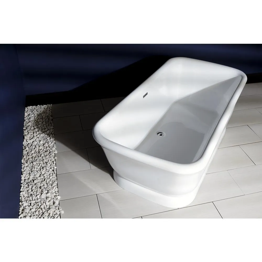 Large Modern 71 in. Acrylic Center Drain Double Ended Flatbottom Non-Whirlpool Freestanding Bathtub in White, photo 4 of 5