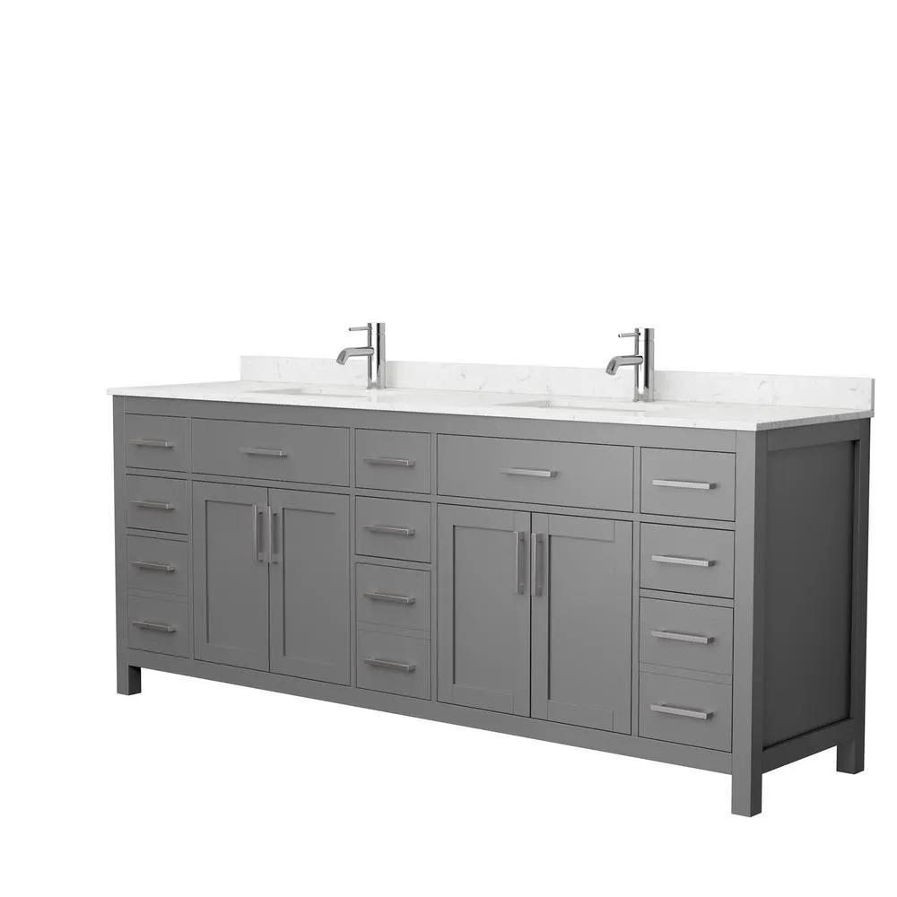 Beckett 72 in. W x 22 in. D Double Bath Vanity in Dark Gray with Cultured Marble Vanity Top in White with White Basins, photo 12 of 54