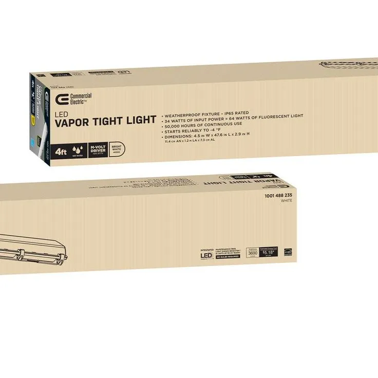 Commercial Electric 4 ft. Vapor Tight 64-Watt Equivalent 3600 Lumens LED White High Bay Light 4000K Bright White IP65 Rated Weatherproof, photo 10 of 11