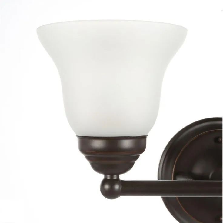 Ashhurst 2-Light Oil Rubbed Bronze Vanity Light with Frosted Glass Shades, photo 10 of 11