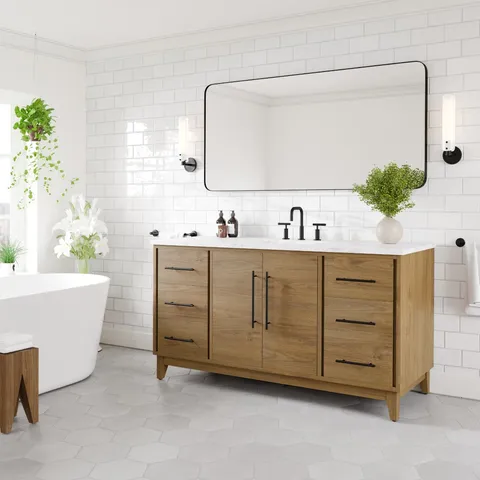 Graham 60-inch Oak Single-Sink Bathroom Vanity