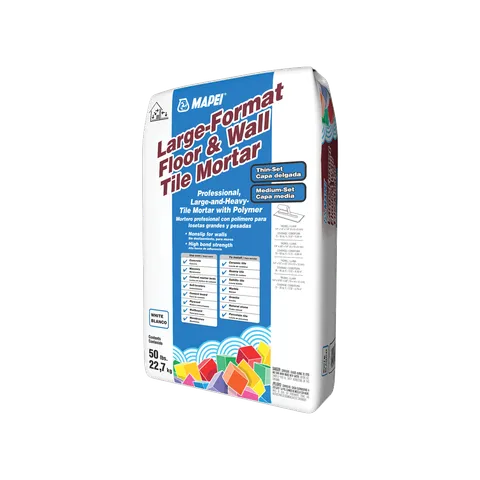 Large-Format Floor & Wall Tile Mortar, 50-lb, Gray, Thin-Set/Medium-Bed