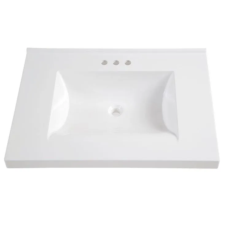 31 in. W x 22 in. D Cultured Marble Vanity Top in White with White Sink, photo 2 of 8