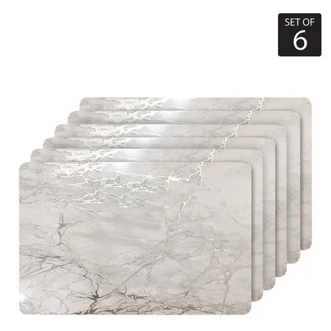 Marble Cork 12 × 18 in In. Grays and Silver Cork Rectangle Placemats Set of 6