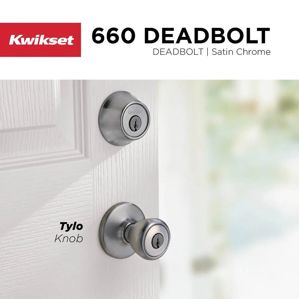 Kwikset 660 Series Satin Chrome Single Cylinder Deadbolt, photo 3 of 10