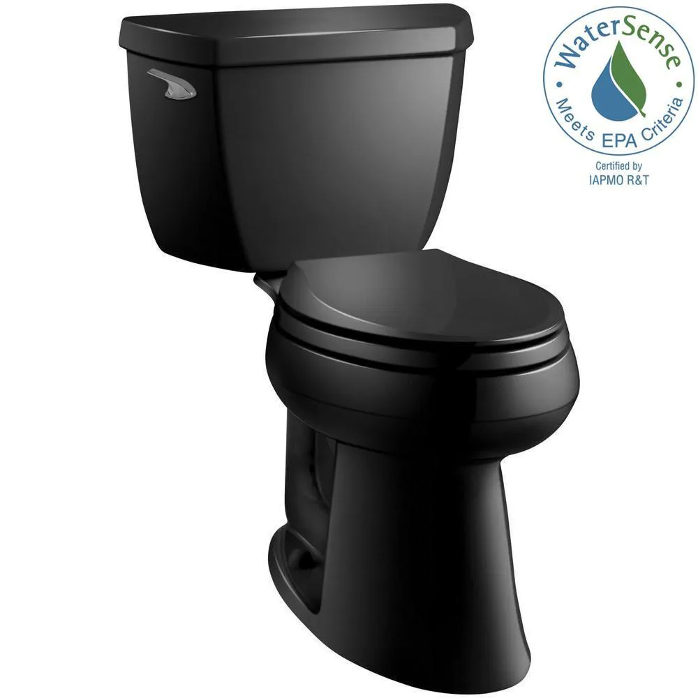 Highline Classic Comfort Height 2-piece 1.28 GPF Single Flush Elongated Toilet in Black Black, Seat Not Included, photo 2 of 8