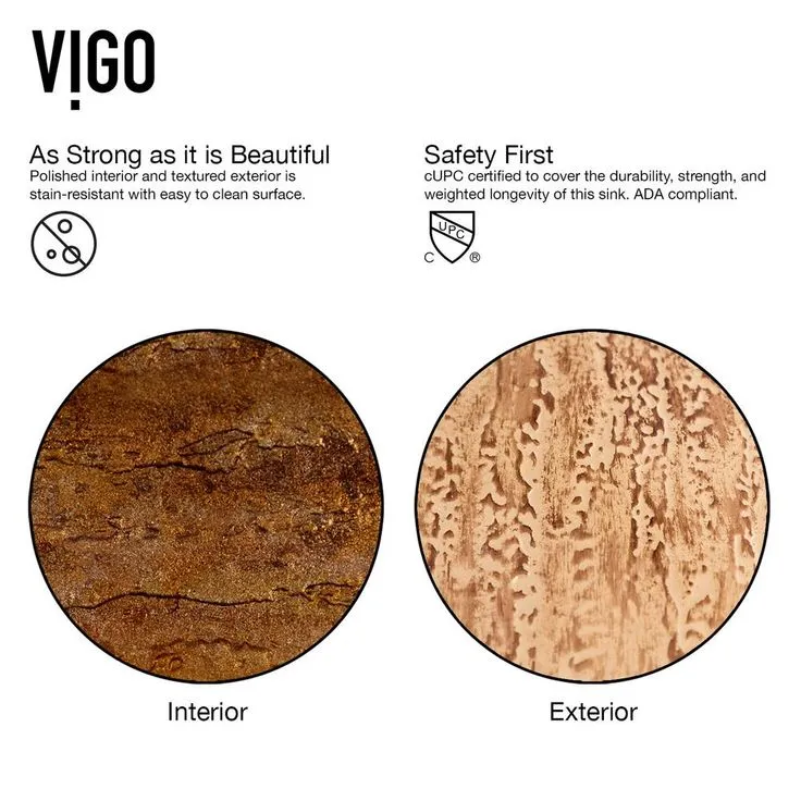 VIGO Glass Vessel Bathroom Sink in Amber Sunset and Linus Faucet Set in Antique Rubbed Bronze, photo 9 of 11