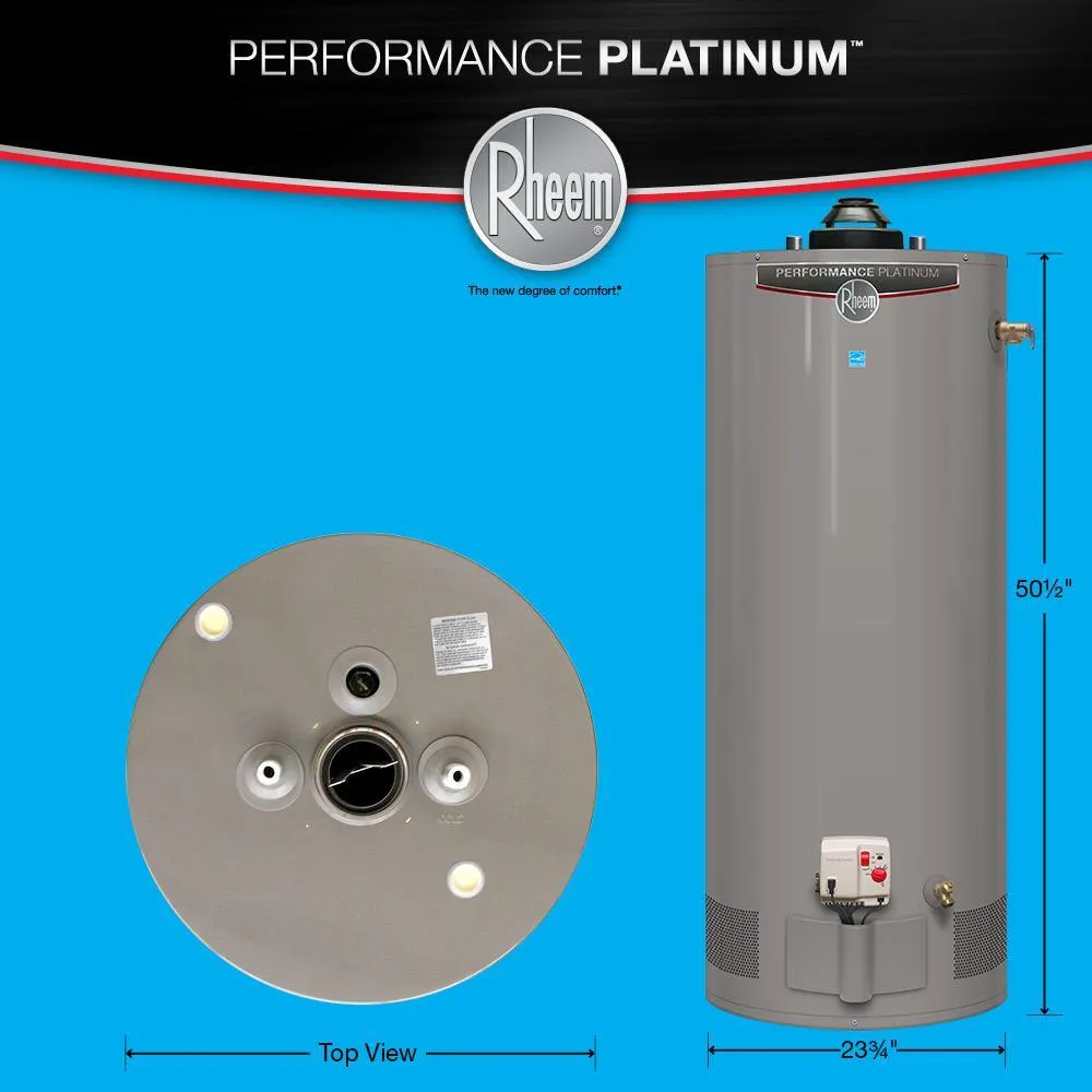 Performance Platinum 50 Gal. Short 12 Year 40,000 BTU Natural Gas Powered Damper ENERGY STAR Water Heater, photo 2 of 7
