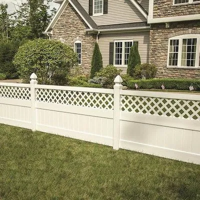 Ready-to-Assemble Conway 6 ft high · 8 ft wide Sand Vinyl Lattice-Top Vinyl Fence Panel
