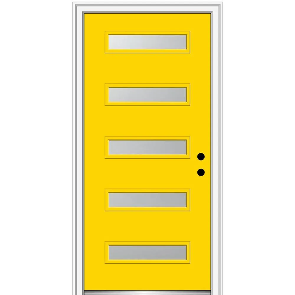 MMI Door 36 in. x 80 in. Davina Right-Hand Inswing 5-Lite Frosted Glass Painted Steel Prehung Front Door on 4-9/16 in. Frame, photo 17 of 42