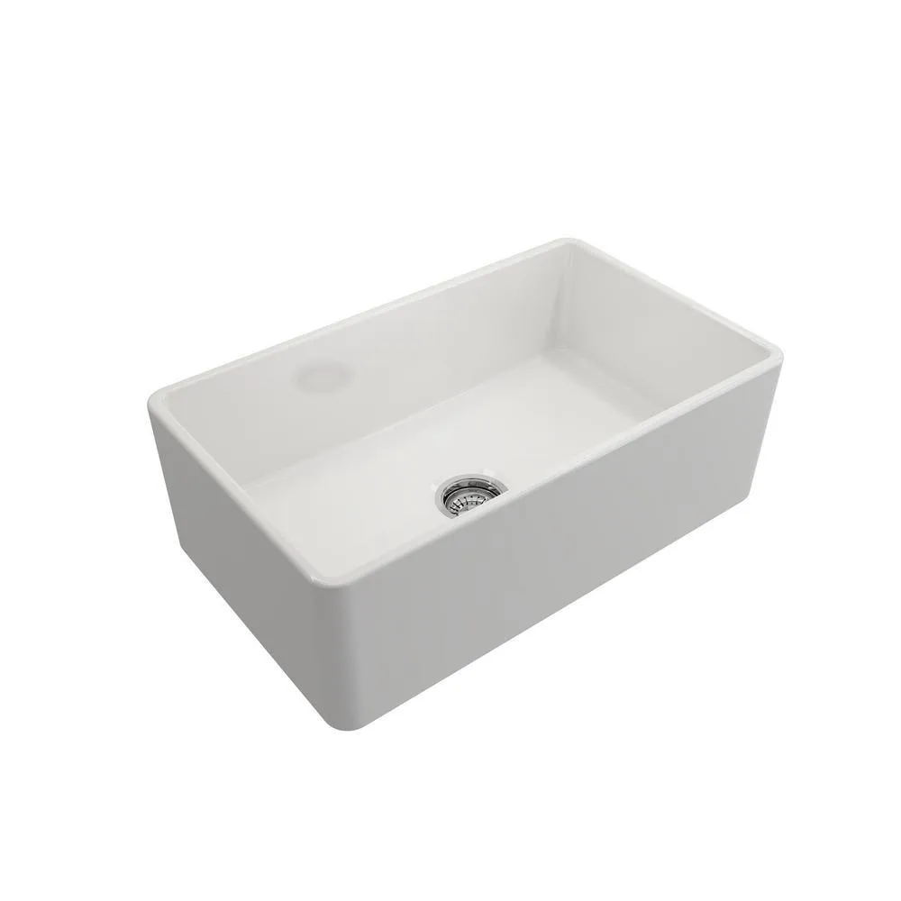 Classico Farmhouse Apron Front Fireclay 30 in. Single Bowl Kitchen Sink with Bottom Grid and Strainer in White, photo 8 of 33