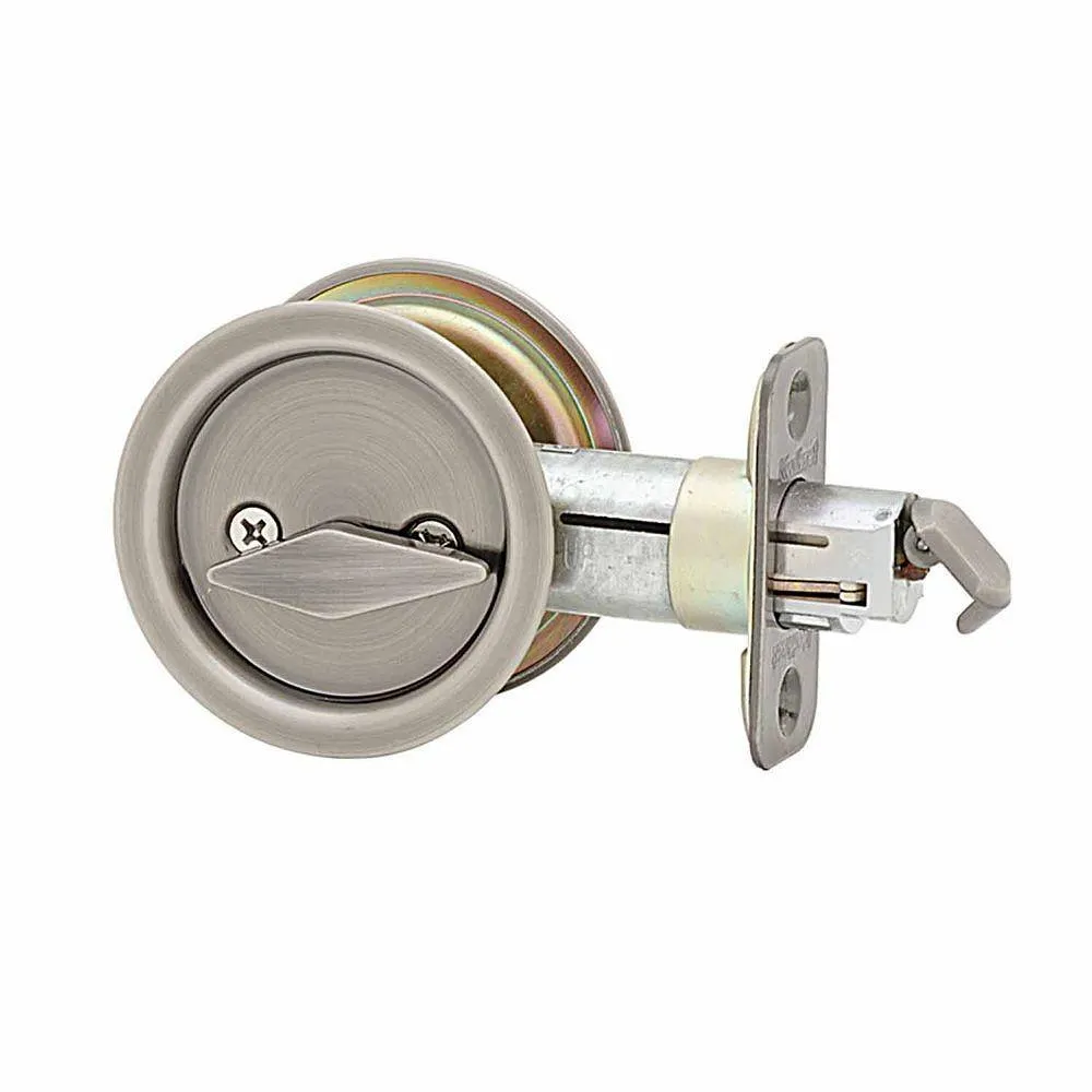 Kwikset Round Satin Nickel Bed/Bath Pocket Door Lock, photo 10 of 13