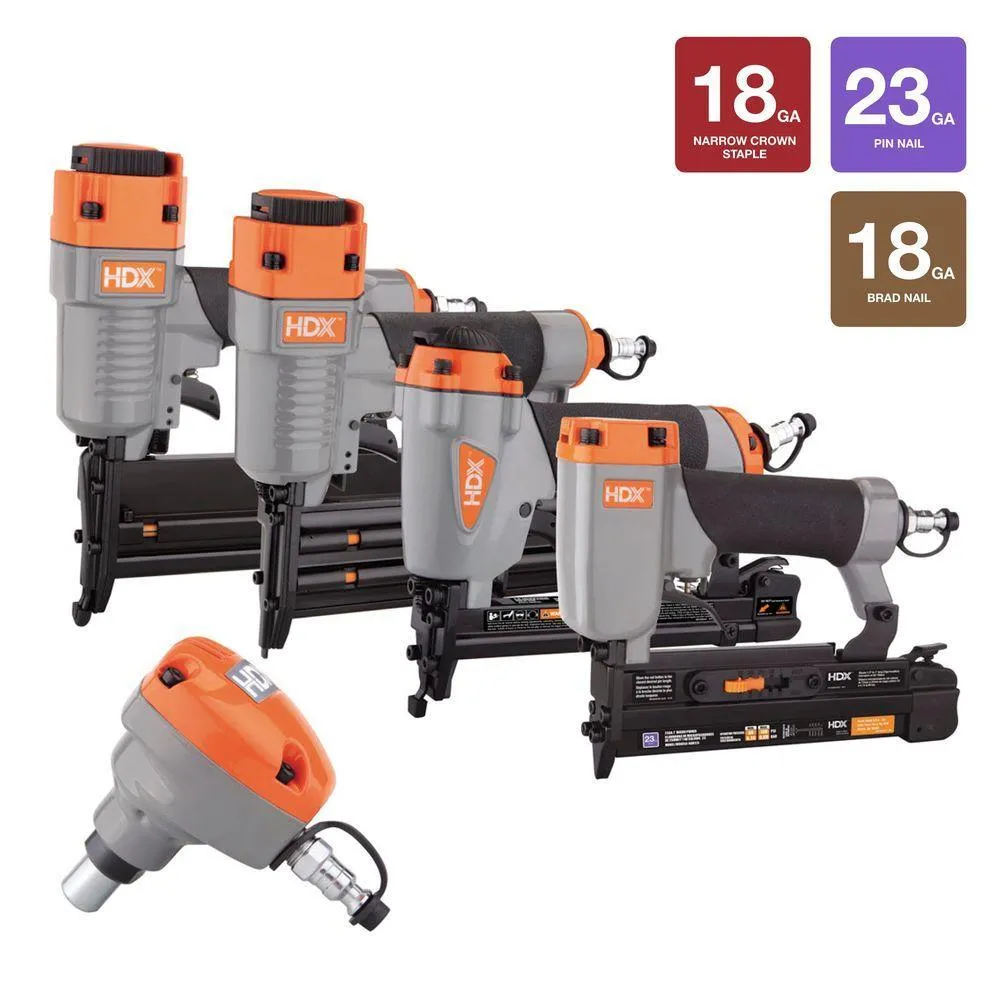 Pneumatic Finishing Nailers and Staplers Combo Kit with Fasteners (5-Piece), photo 2 of 2