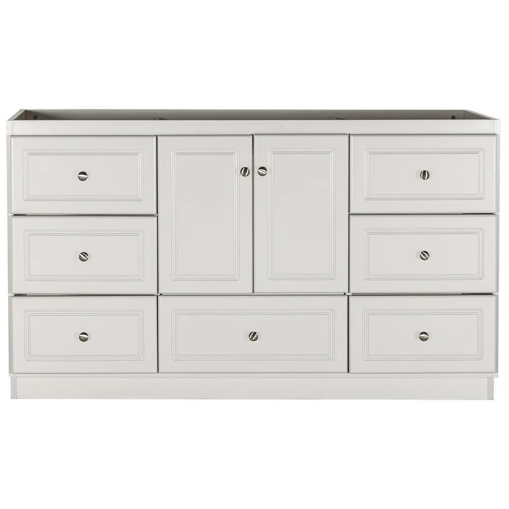 Ultraline 60 in. W x 21 in. D x 34.5 in. H Vanity for Center Basin Cabinet Only in Satin White, photo 39 of 42