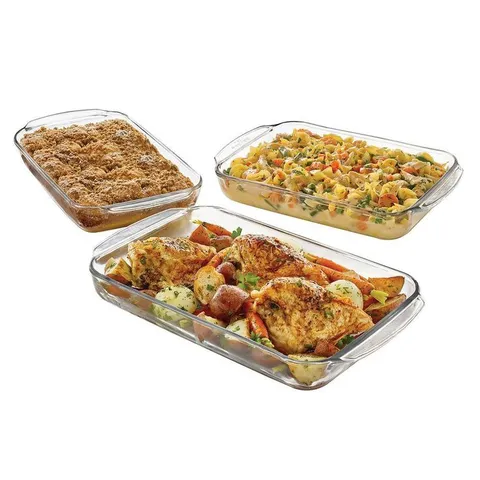 Baker's Basics 3-Piece Clear Glass Pan Set