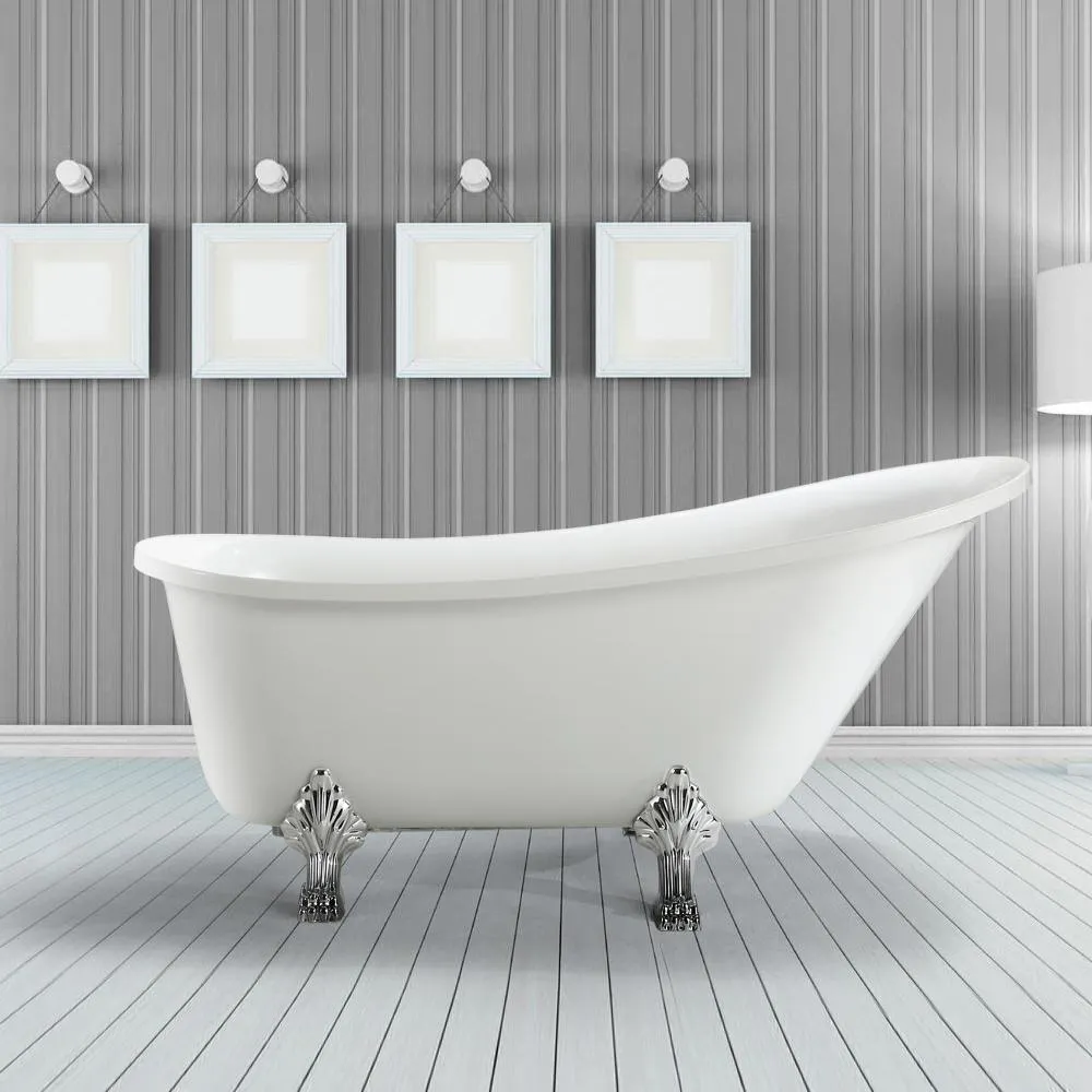 Jacqueline 5.7 ft. Acrylic Clawfoot Non-Whirlpool Bathtub in White, photo 7 of 7