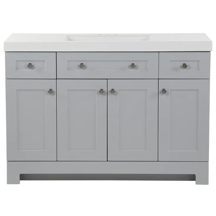 Everdean 48.5 in. W x 18.75 in. D Vanity in Pearl Gray with Cultured Marble Vanity Top in White with White Sink, photo 7 of 11