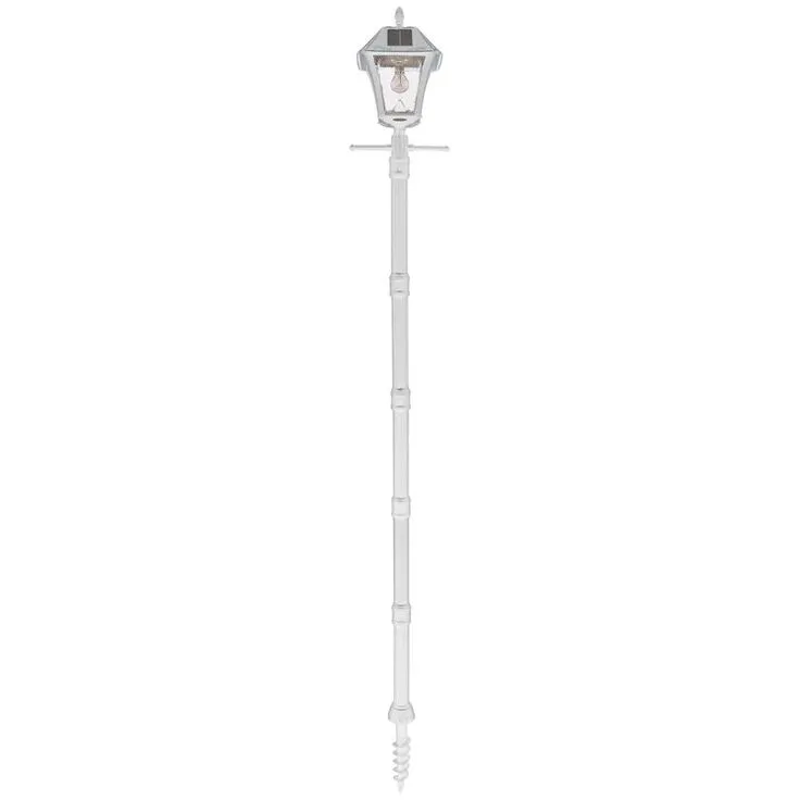 Gama Sonic Baytown II Bulb White Resin Solar Warm-White Integrated LED Outdoor Post Light and Lamp Post with EZ-Anchor Base, photo 2 of 2