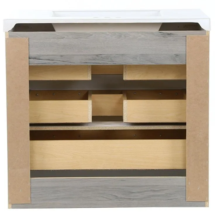 Woodbrook 37 in. W Bathroom Vanity in White Washed Oak with Cultured Marble Vanity Top in White with White Sink, photo 8 of 11