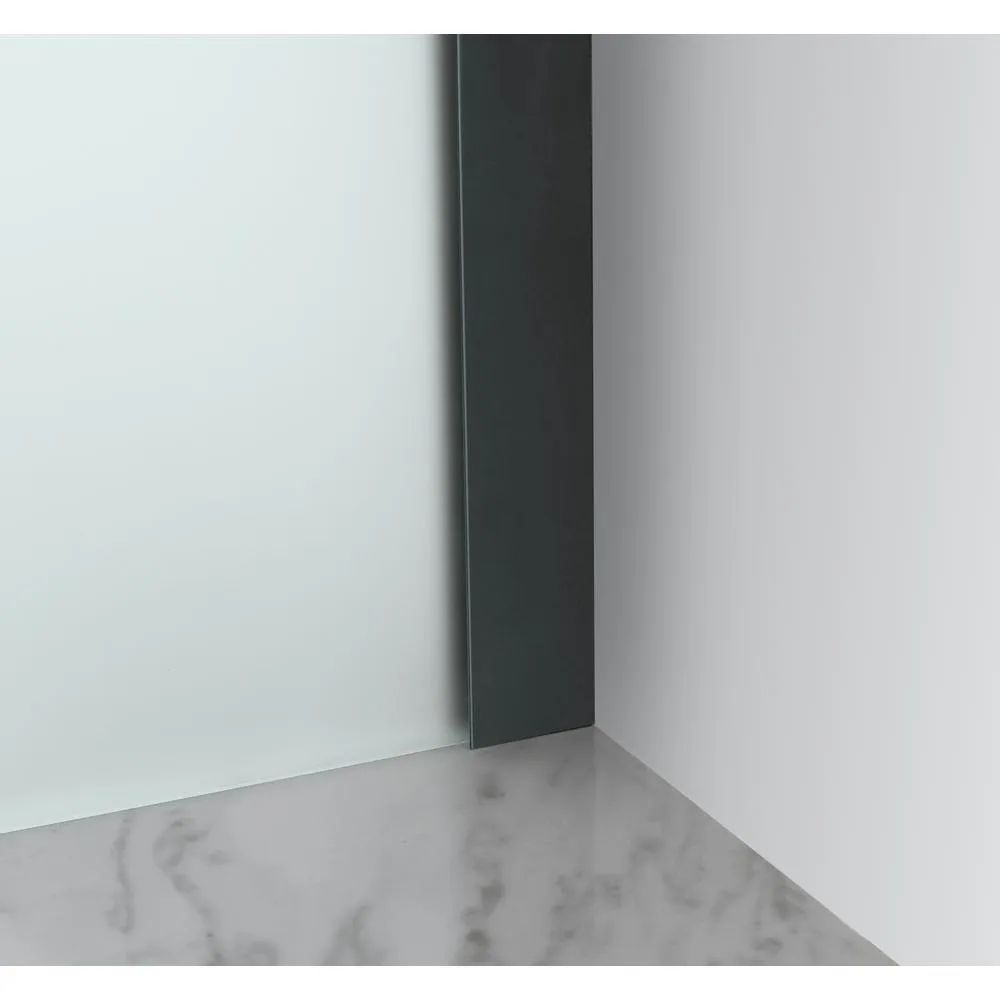 Coraline XL 60 - 64 in. x 80 in. Frameless Sliding Shower Door with Ultra-Bright Frosted Glass in Matte Black, photo 5 of 21
